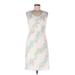 Ann Taylor LOFT Casual Dress - Sheath V-Neck Sleeveless: Ivory Print Dresses - Women's Size 6