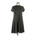 Excuse Me I Have To Go Be Awesome Casual Dress - A-Line Mock Short sleeves: Green Print Dresses - Women's Size Medium