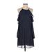 MICHAEL Michael Kors Casual Dress - Mini Cold Shoulder Sleeveless: Blue Polka Dots Dresses - Women's Size X-Small