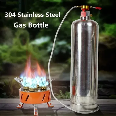 Outdoor Camping Edelstahl Gas Flasche Aufblasbare Zirkulierende Gas Tank Nachfüllen Adapter Tragbare Gasherd Picknick Camping Kraftstoff