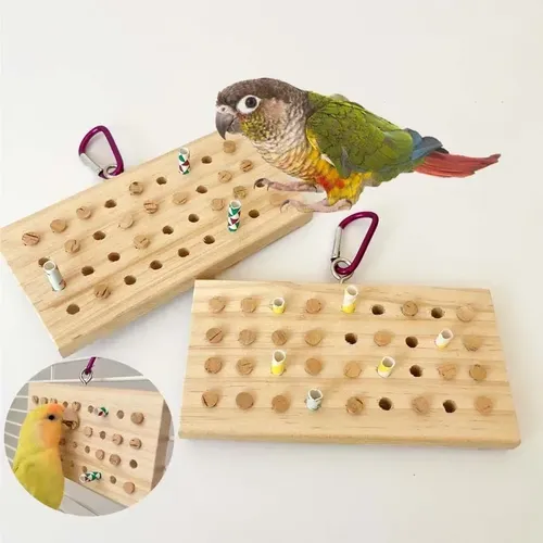 Papagei Vogel Spielzeug hängen Holz Tastatur Training Puzzle Stress abbau Spielzeug Papagei nagen