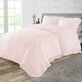 Twin/Twin XL Size Egyptian Cotton 1000 Thread Count Duvet Cover Trimmed Ruffle Ultra Soft & Breathable 3 Piece Luxury Soft Wrinkle Free Cooling Sheet (1 Duvet Cover with 2 Pillowcases Blush)