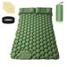 Camping Backpacking Air Mattress Outdoor Sleeping Pad With Foot Pump Air Pillow (2 person green)