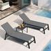 PURPLE LEAF Patio Chaise Lounge Set 2 Pieces Textilene Pool Lounge Chairs with Wheels Sunbathing Chair for Outdoor Beach Yard Side Table Included Grey