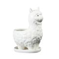 1PC Alpaca Succulent Flower Pot Lovely Animal Shaped Flowerpot Decor Cartoon Alpaca Succulent Flowerpot Crafts Ceramic Succulent Plant Potted Flowerpot with Tray Creative Office Desktop Decor (White)