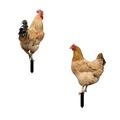 Mdesiwst 2Pcs Garden Stakes Acrylic Rooster Sculpture Hand-Painted Garden Figures Hen Garden Stakes Decorative Chicken Sculpture for Outdoor Lawn Flower Bed Festival Yard Decor