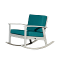 Rocking Chair with Solid Wood Legs Modern Comfy Upholstered Rocker with Armrest and Cushions Lounge Rocker Chair for Indoor Outdoor Garden Backyard Porch Dark Green Cushions