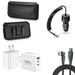 Travel Bundle for Samsung Galaxy S24 Ultra Belt Holster Clip Carrying Pouch Case Tempered Glass Screen Protector 40W Car Charger Power Adapter 3-Port Wall Charger USB C to USB C Cable (Black)