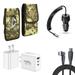 Travel Bundle for Samsung Galaxy S24+ Plus Belt Holster Clip Carrying Pouch Case Tempered Glass Screen Protector 40W Car Charger Power Adapter 3-Port Wall Charger USB C Cable (Digital Brown Camo)