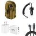 Travel Bundle for Samsung Galaxy S24 Waterproof Pack Bag Carrying Pouch Case Tempered Glass Screen Protector 40W Car Charger Power Adapter 3-Port Wall Charger USB C to USB C Cable (Khaki)