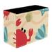 Red Crab Blue Starfish Shells Pattern PVC Leather Brush Holder and Pen Organizer - Dual Compartment Pen Holder - Stylish Pen Holder and Brush Organizer