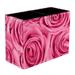 Pink Rose Pattern PVC Leather Brush Holder and Pen Organizer - Dual Compartment Pen Holder - Stylish Pen Holder and Brush Organizer