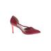 Charles & Keith Heels: Pumps Stilleto Cocktail Burgundy Solid Shoes - Women's Size 38 - Pointed Toe