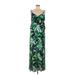 Mark Casual Dress - A-Line V Neck Sleeveless: Green Print Dresses - Women's Size Medium