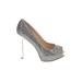 Guess Heels: Pumps Stilleto Cocktail Party Silver Shoes - Women's Size 7 - Peep Toe