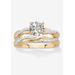 Women's 1.79 Cttw. 2-Piece 18K Gold .925 Sterling Silver Cubic Zirconia Wedding Ring Set by PalmBeach Jewelry in Gold (Size 6)