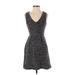 Madewell Cocktail Dress - A-Line V Neck Sleeveless: Gray Dresses - Women's Size Small