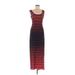 Roz & Ali Casual Dress - Maxi: Burgundy Stripes Dresses - Women's Size 4