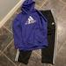 Adidas Matching Sets | Adidas Hooded Track Suit Girls Size Xl | Color: Black/Purple | Size: Xlg