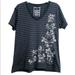 Disney Tops | Disney Store Women Striped Sketched Mickey Minnie Mouse Tee Gray Black White Xl | Color: Black/Gray | Size: Xl