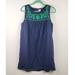 J. Crew Dresses | J. Crew Factory Navy Linen Cotton Floral Embroidered Sleeveless Dress Sz L | Color: Blue/Green | Size: L