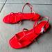 J. Crew Shoes | Nwot J.Crew Abbie Leather Double T-Strap Sandals - Size 7 | Color: Red | Size: 7