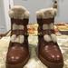 Coach Shoes | Coach Used Preston Women”S Size 9.5 Ankle Leather Booties | Color: Brown/White | Size: 9.5