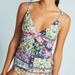 Anthropologie Swim | Anthropologie Tankini Swim Top Twist Floral Xs New | Color: Pink/Purple | Size: Xs