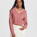 Pink Victoria's Secret Tops | *Nwt* Victoria Secret Pink Premium Fleece V-Neck Pullover | Color: Pink/White | Size: Xs