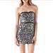 Free People Dresses | Free People Studded Leather Sequin Sheath Dress Strapless Bodycon Black Silver 6 | Color: Black/Silver | Size: 6