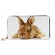 XqmarT A Brown Bunny Rabbit Wallets Large Capacity Wallet for Men Women Wallets Credit Card Microfiber Leather Wallet