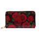 XqmarT Red Rose Flower Black Wallets Large Capacity Wallet for Men Women Wallets Credit Card Microfiber Leather Wallet
