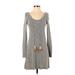 T Party Casual Dress - Sweater Dress: Gray Marled Dresses - Women's Size Small