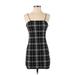 Shein Casual Dress - Mini Square Sleeveless: Black Plaid Dresses - Women's Size Small