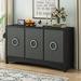 Red Barrel Studio® Ulpiana Accent Cabinet Wood in Black | 33.8 H x 58.2 W x 17.7 D in | Wayfair 95C842BA5A7C4F6E9CB7BE8D1569BB33