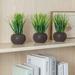 Primrue 7.1" Artificial Grass Fake Plants w/ Round Pot Ceramic/Plastic in Brown | 7.1 H x 3.6 W x 3.6 D in | Wayfair