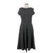 Leota Casual Dress - A-Line Crew Neck Short sleeves: Black Dresses - Women's Size Large