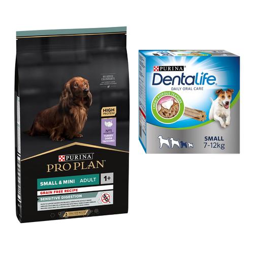 PURINA PRO PLAN Trockenfutter + passende Dentalife Snacks gratis! - 7 kg Small & Mini Adult...