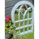 Woodstock Grey with white touch arched Outdoor/Indoor mirror measuring 76 x 51 x 4cm