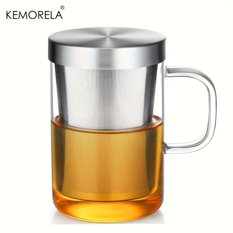 477ML Glas Tasse Tee-ei Becher Borosilikatglas Tee Becher mit Edelstahl-Ei Home Office Kaffee Becher Drink