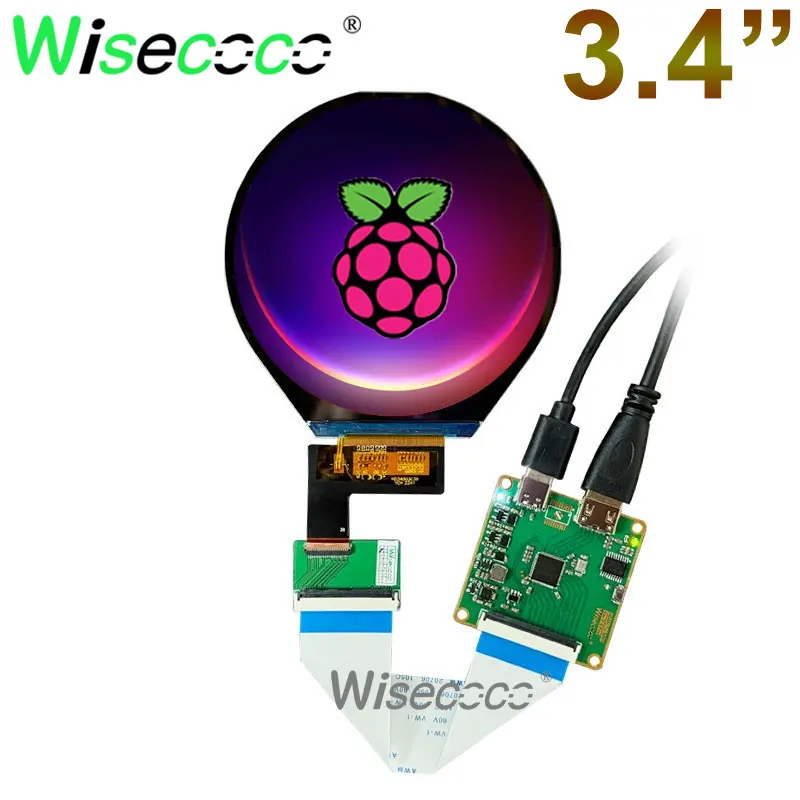 3,4 Zoll 800x800 Rundes Display 800x800 Kreis Rund IPS TFT LCD Modul Bildschirm Raspberry Pi Panel Image