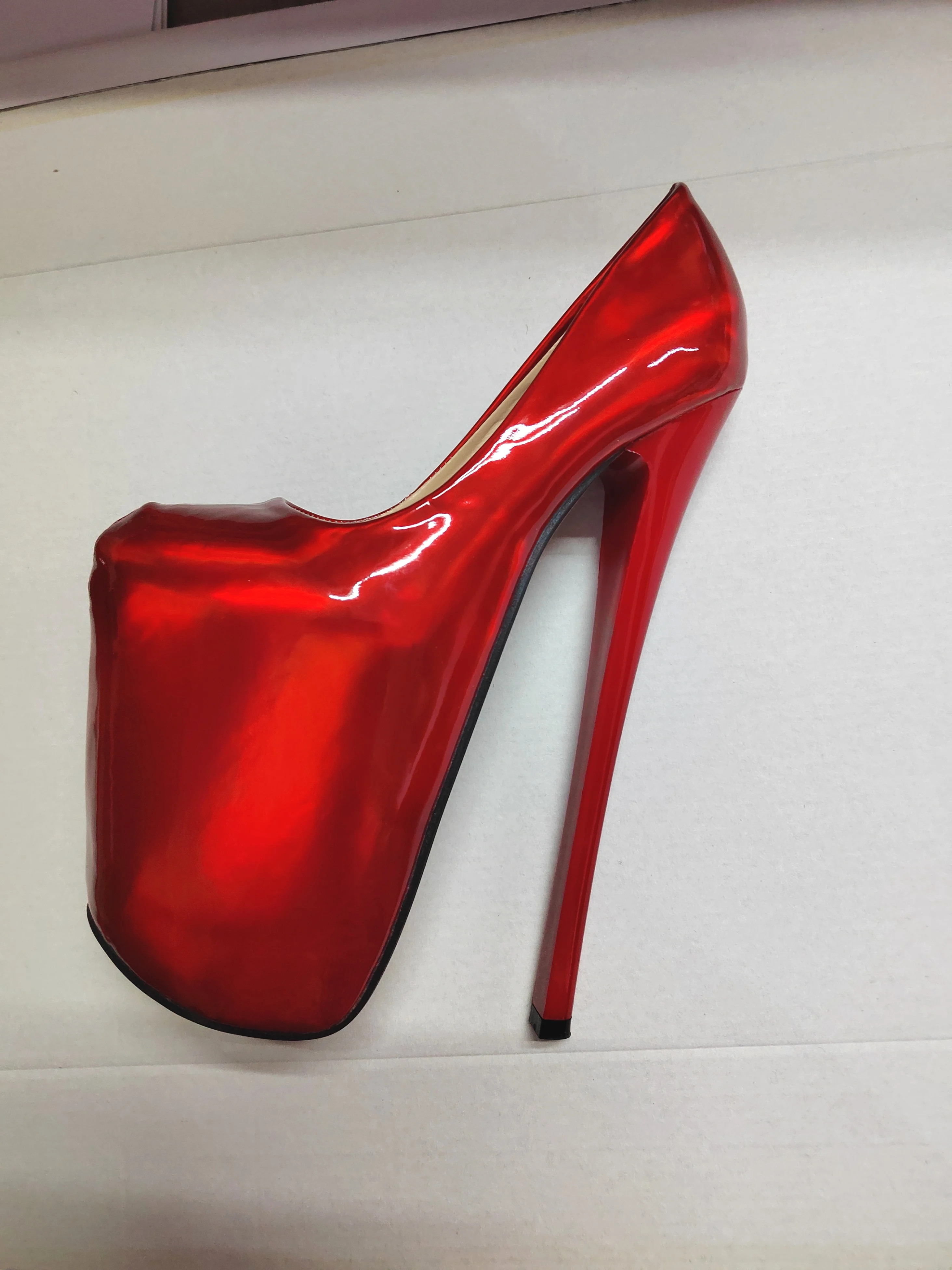 Frühling Herbst 2024 Sexy Stilettos 19 cm Dünne Hochhackige Patent Leder Plattformen Schuhe Frau Abend Party Gold Rot rosa Pumpen