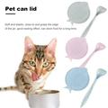 lsiaeian Pet Food Can Lid with Spoon Fish-bone Shaped Cat Can Cover Fresh-keeping Silicone Cover for Dog Wet Food Storage Reusable Topper for 3/5 /5.1/5.5/13/13.2 Oz Cans