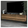 Atelier Mobili Floating TV Stand Floating Entertainment Center Modern Floating Media Console Wall Mounted TV Console Floating TV Console for up to 80 inch TV Stylish Walnut and Marble Effect