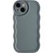 Solid Color Curly Wave Frame Soft Compatible with iPhone Case (Grey iPhone 14 Pro Max)
