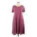 Lularoe Casual Dress - A-Line Scoop Neck Short sleeves: Burgundy Print Dresses - Women's Size Large