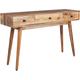 Mango Wood Console Table 3 Drawers Side Table Rustic Style Light Wood Kinsella - Light Wood