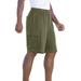 Men's Big & Tall Fleece 10" Cargo Shorts by KingSize in Dark Olive Green (Size 9XL)