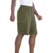 Men's Big & Tall Fleece 10" Cargo Shorts by KingSize in Dark Olive Green (Size L)