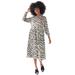 Plus Size Women's Midi Shirtdress With Pleated Skirt by ellos in Stone Black Print (Size 32)